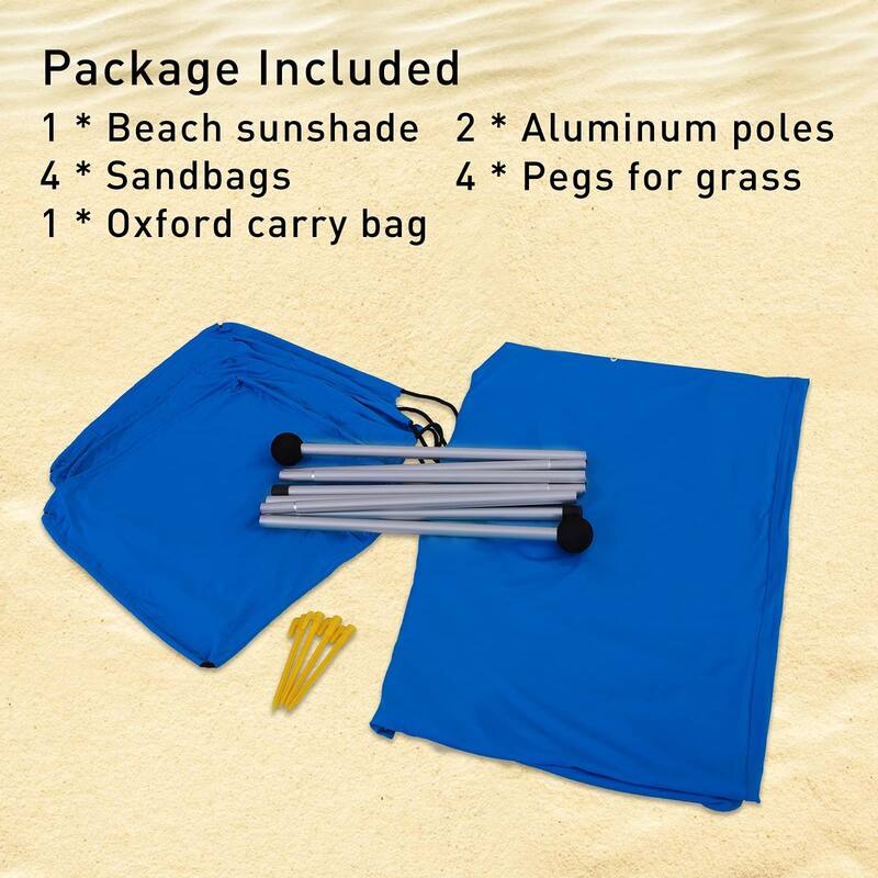 ALPHA CAMP Beach Sunshade 7.6 x 7.2 FT Portable Canopy Tent Sun Shelter Shade with Sandbag Anchors