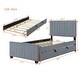 preview thumbnail 13 of 31, Twin Size Platform Bed with Trundle Bed, Velvet Upholstered Bed Frame with Headboard and Footboard No Box Spring Needed