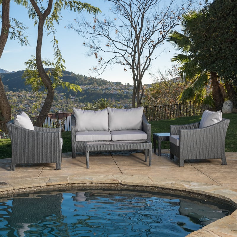 Christopher Knight Home Outdoor Antibes 5-piece Wicker Chat Set with Cushions
