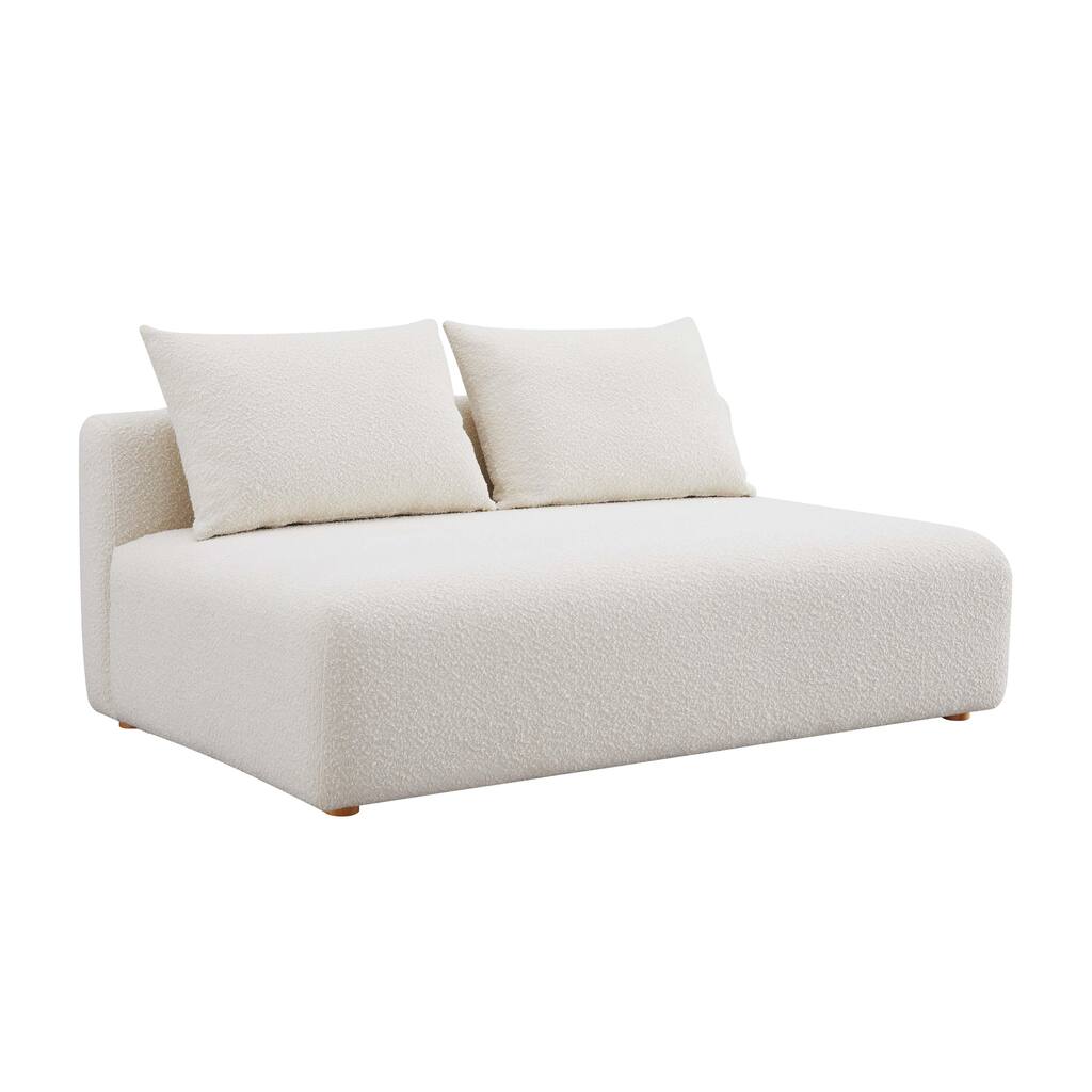 Hangover Cream Upholstered Modular Armless Loveseat