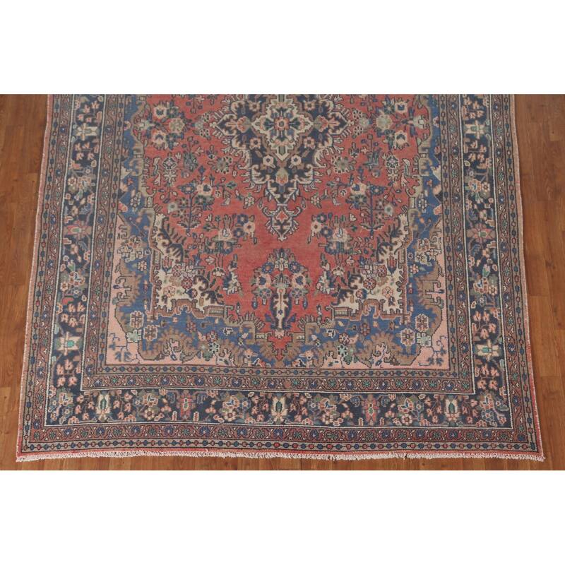 Hamedan Persian Vintage Rug Handmade Wool Carpet - 7'2"x 10'2"