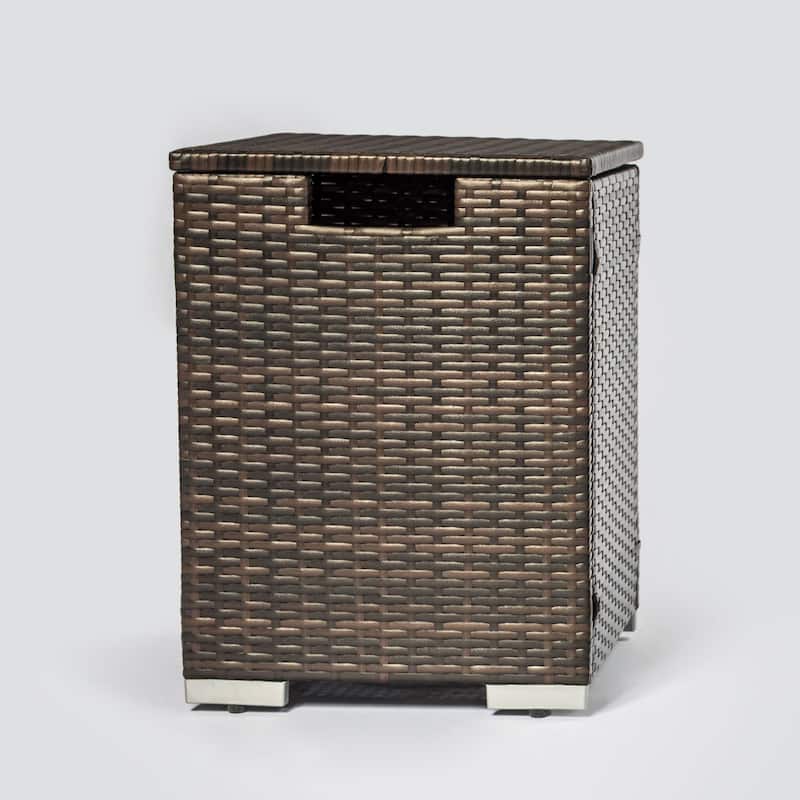 16 in Rattan Propane Tank Cover Gas Outdoor Fire Pit in Brown