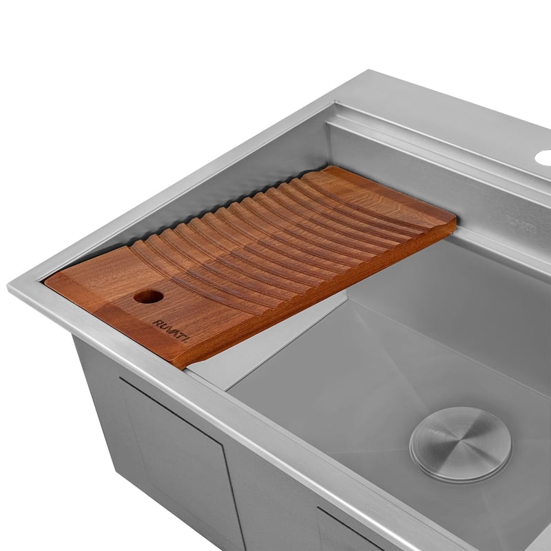 Ruvati 25 x 22 x 12 inch Deep Laundry Workstation Sink Topmount Stainless Steel - RVU6553