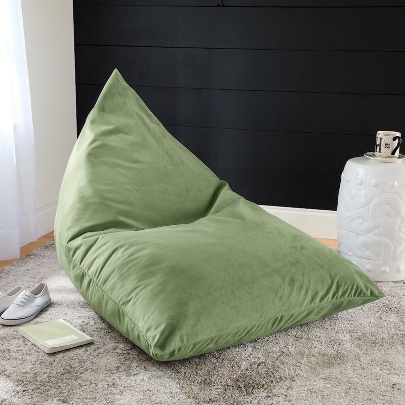 Sorra Home Solid Velvet Indoor Bean Lounger - Aloe 54 in W x 38 in W x 21 in H