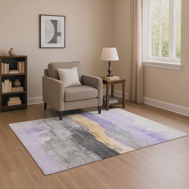 Premium Washable Super Soft Modern Glam Mayfield Rug - Lavender - 5' x 7'6"