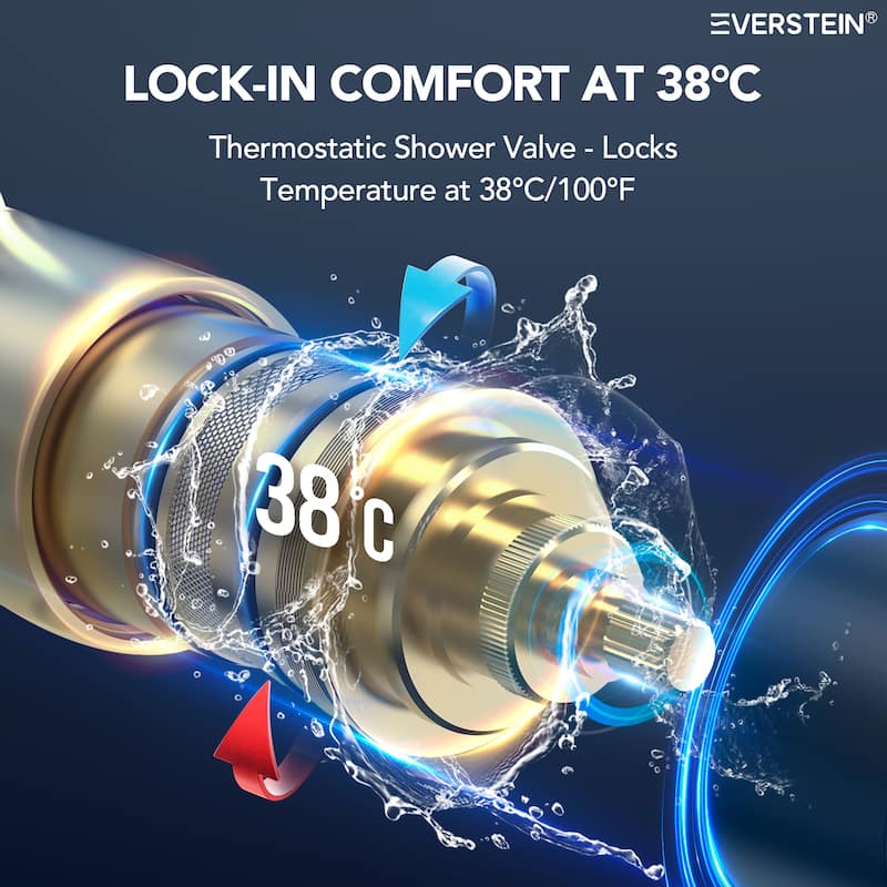 Thermostatic Dual Shower System 12" and 6" Rainfall Shower Head with 6 Body Jets & Handheld Shower