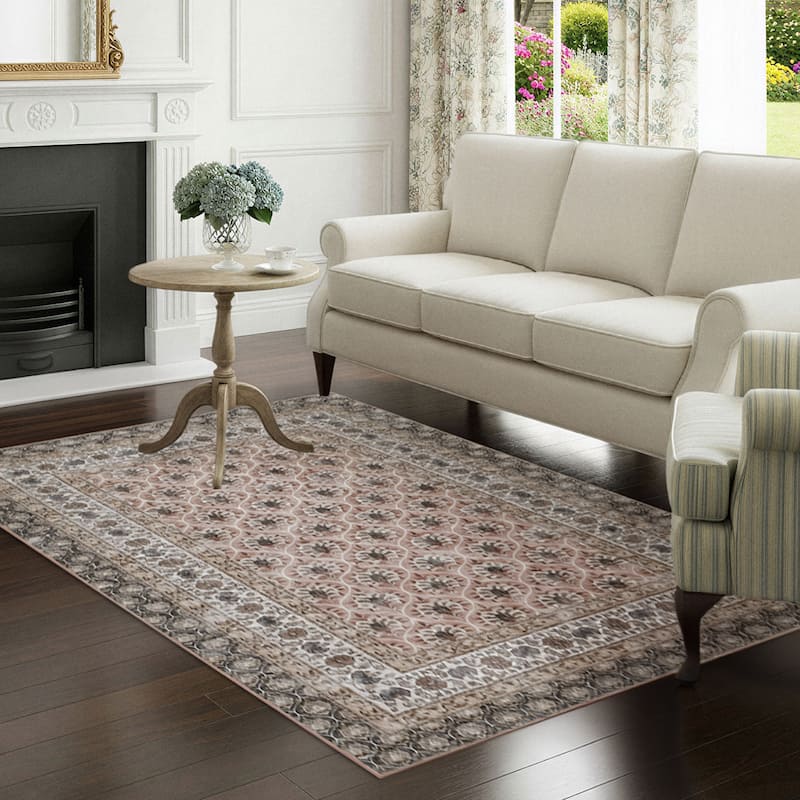 Laura Ashley Imagine Printed Chenille Washable Non-Slip Rugs - 5'3" x 7'5" - Pink