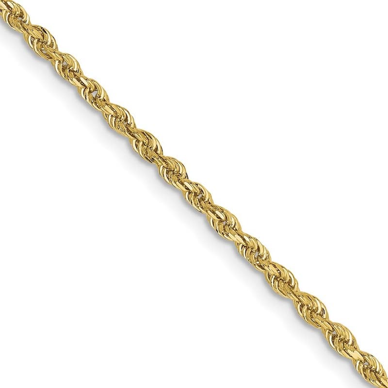 Curata 10k Yellow Gold 2mm Diamond Cut Quadruple Rope Chain Necklace For Men