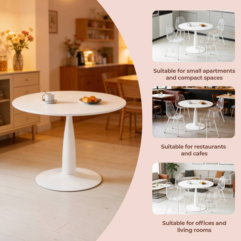 Round Tulip Dining Table for 2-4 Persons, 42. Inch Kitchen Table with Sturdy Golden Metal Pedestal Base, Modern Bistro Table