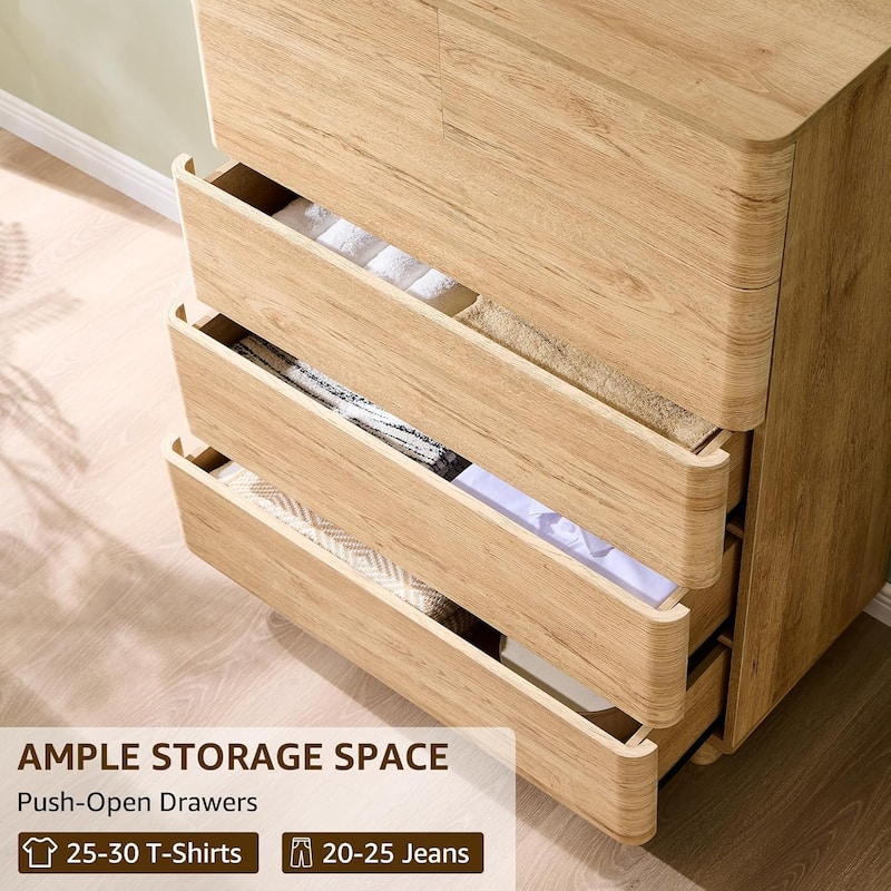 Modern 6 Drawer Dresser for Bedroom, Handle-less Wooden Dressers