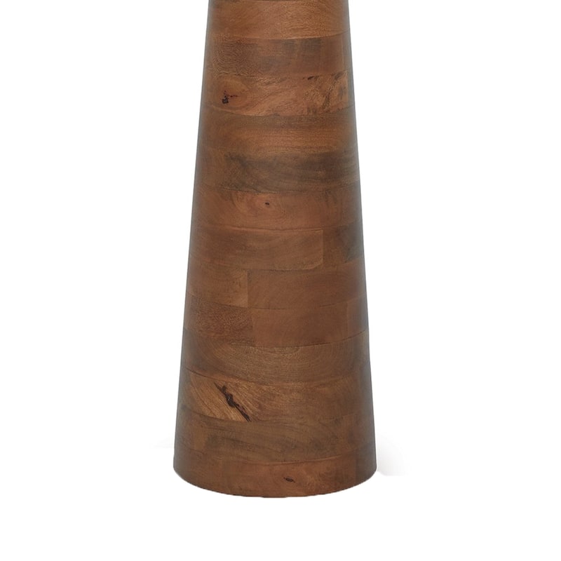Seya 58 Inch Floor Lamp, Empire Fabric Shade, Tapered Brown Wood Base