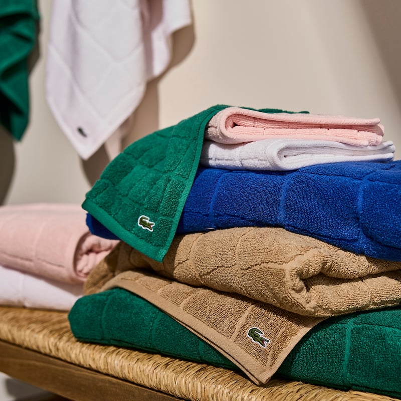 Lacoste Croc Scale Cotton Bath Towel, Hand Towel, and Washcloth