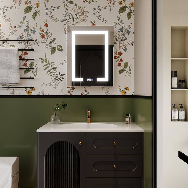 ExBrite 20" x 26" LED Lighted Bathroom Medicine Cabinet with Mirror,Recessed or Surface Mount,Defog