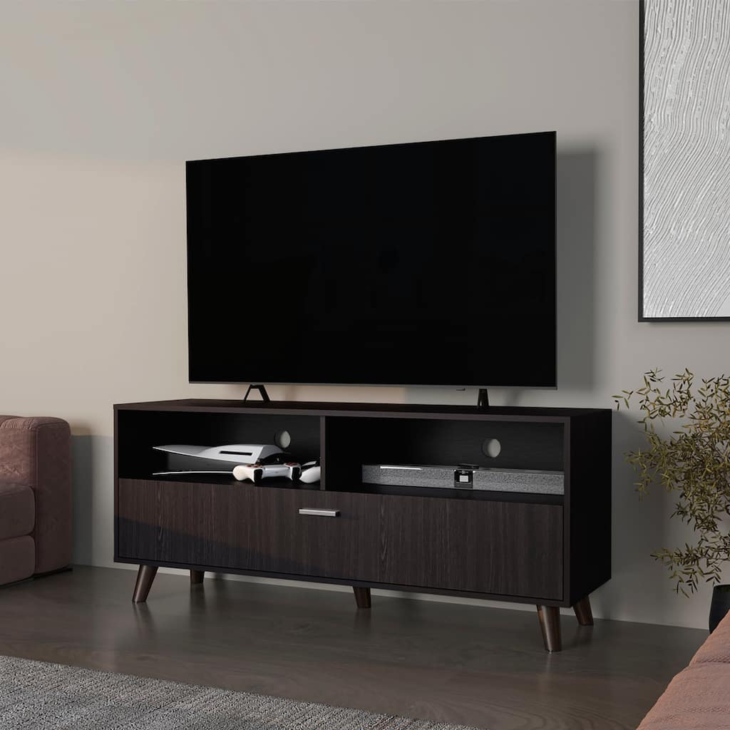 Versatile Wengue TV Stand with Open and Closed Storage for All Décor Styles