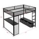 preview thumbnail 22 of 32, Full Metal Gaming Loft Bed with LED, Desk & Drawers
