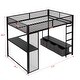 preview thumbnail 5 of 32, Metal Space-saving Gaming Loft Bed with LED, Desk, Open Wardrobe and 3 Linen Storage Drawers, Full Size