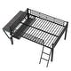 preview thumbnail 11 of 11, Functional Design Metal Loft Bed with Ladder, Guardrail, Built-in Desk, Storage Shelf and LED Light, Full, Black