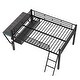 preview thumbnail 11 of 11, Gaming Mid Loft Bed with Desk, LED, Full, Black