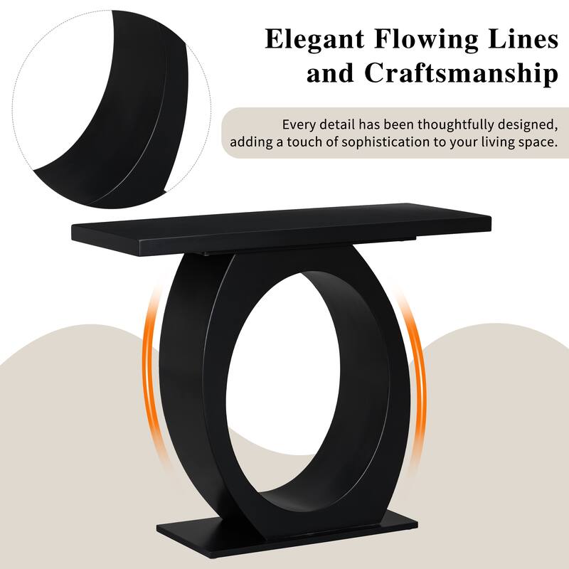 39.4" Modern Rectangle Side Table with Unique Egg-shaped Base for Living Room or Bedroom