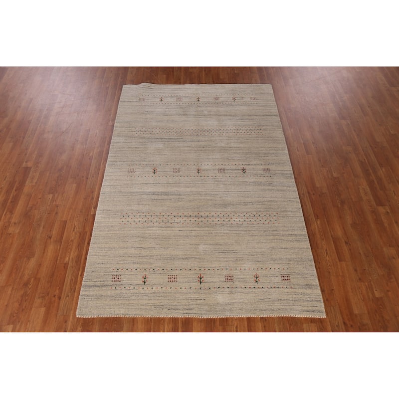 Hand Knotted Oriental 100% Wool Carpet Tribal Animal Pictorial Green Gabbeh Area Rug - 7' 10'' X 5' 1''