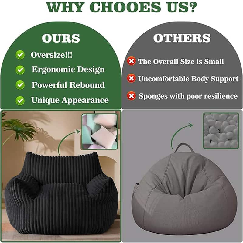 Suede Sofa Chair with Ottoman - 5-Zone Support & Compact Boxed Delivery