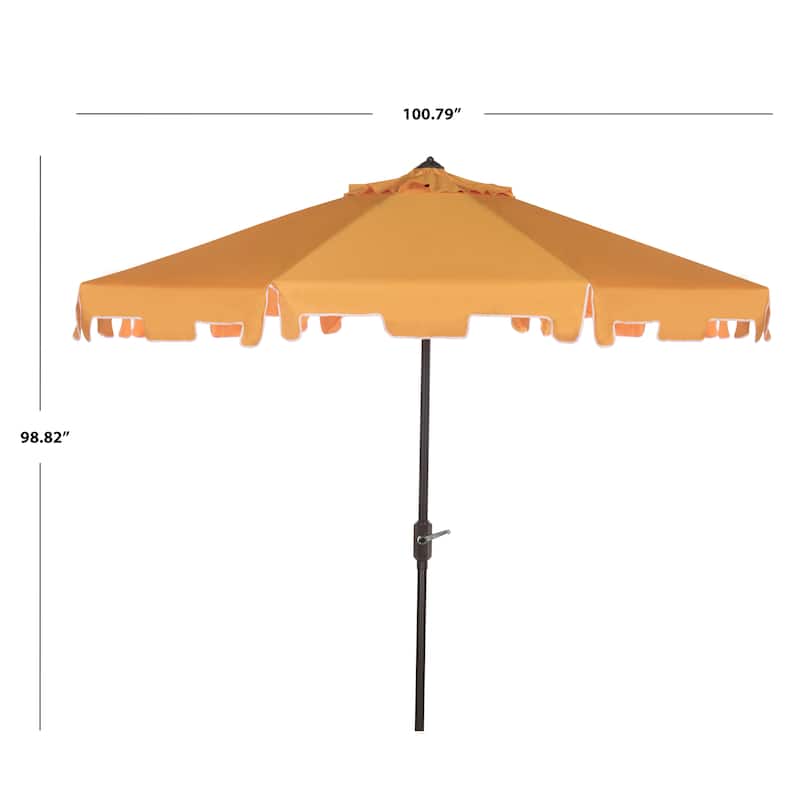 SAFAVIEH Sinica Aluminum Tilt And Crank 9-Foot Crank Market Patio Umbrella with Flap