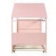 preview thumbnail 17 of 15, Pink Twin Size Solid Wood House Bed with Trundle and Storage for for Kids, Boys and Girls
