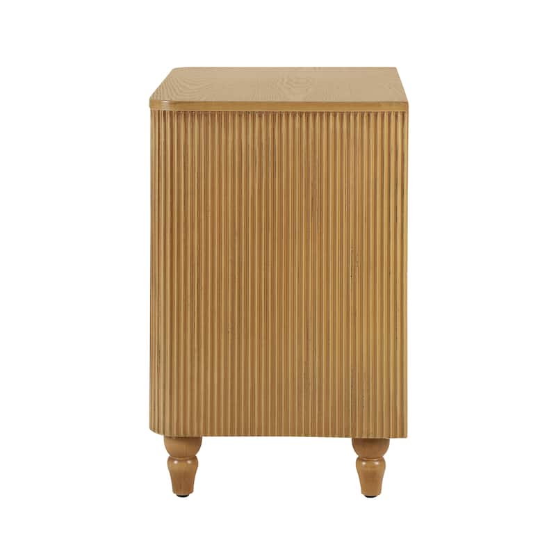 Christopher Knight Home- Nightingale Wood Nightstand with Wavy Groove Design