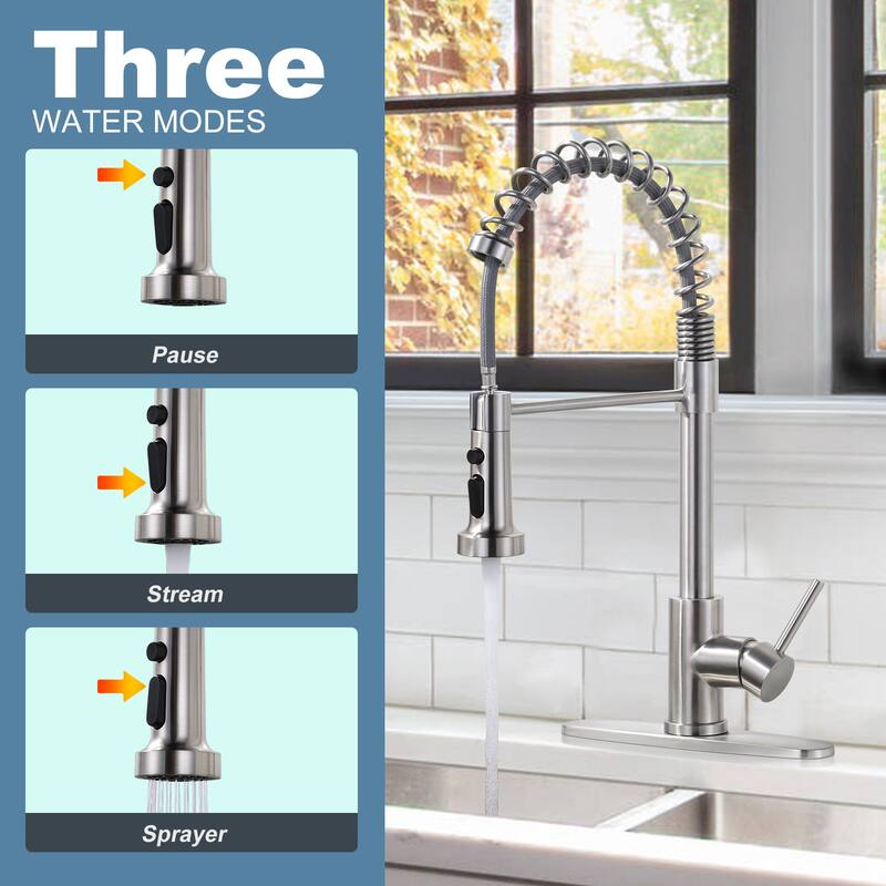WOWOW Commercial Pull Out Sprayer Kitchen Faucet