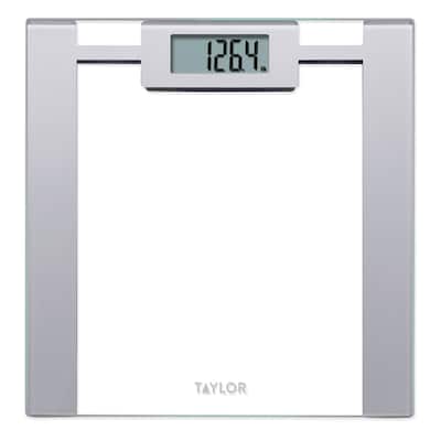 Taylor Digital Bathroom Scale, Glass with Silver Metallic Accents