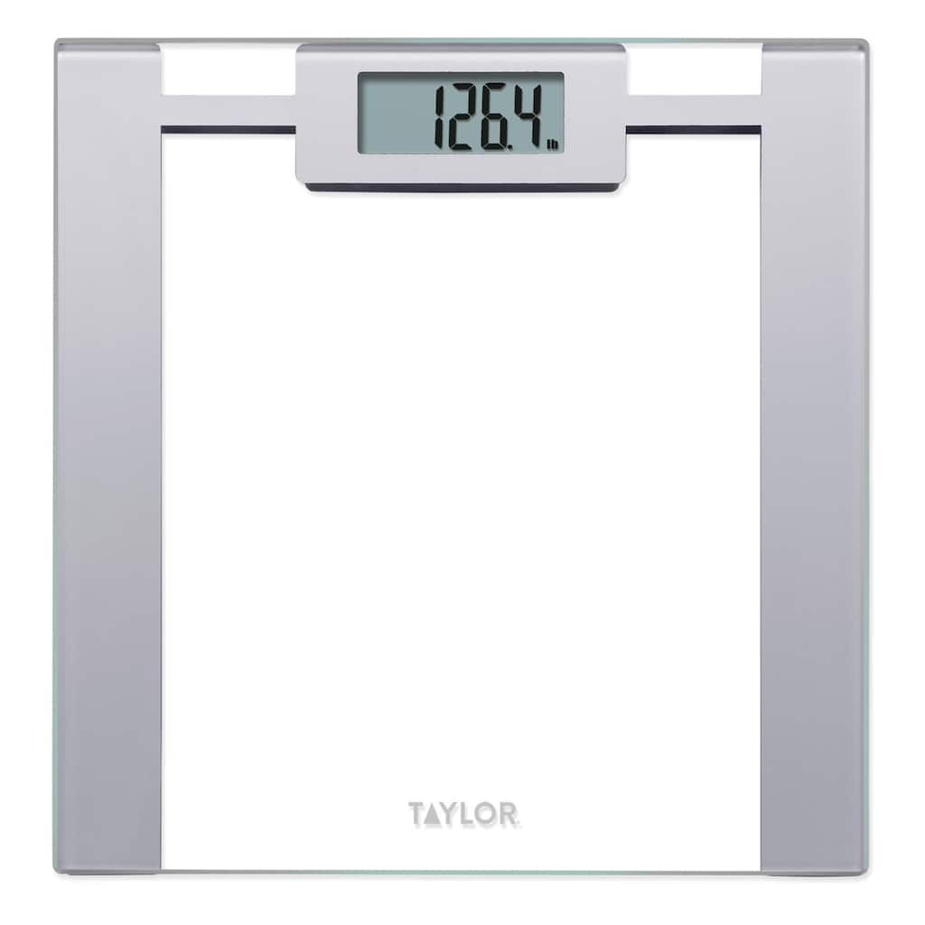 Taylor Digital Bathroom Scale, Glass with Silver Metallic Accents