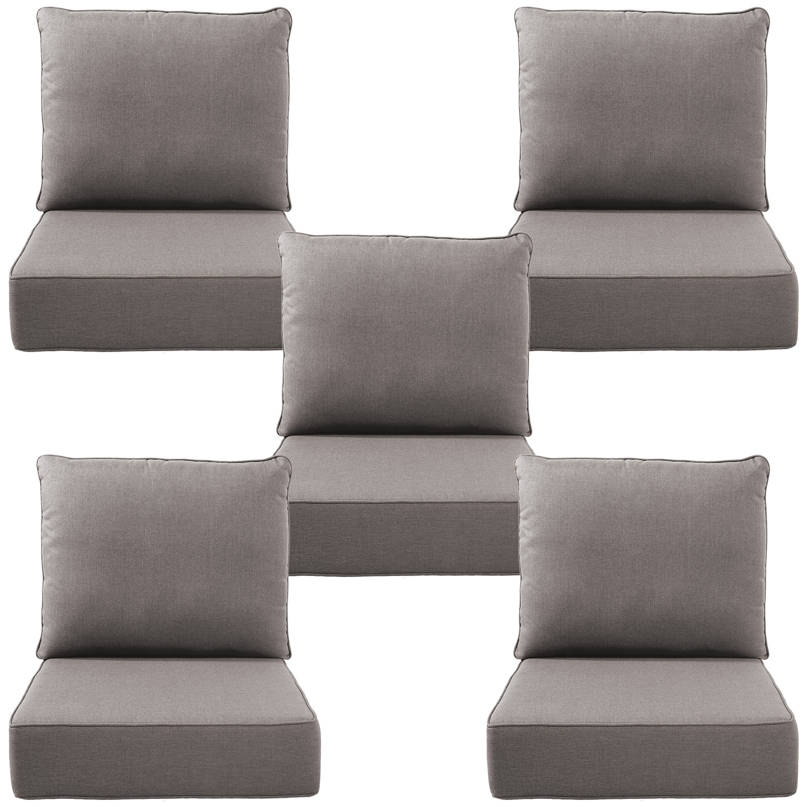 Gymojoy 24"x22"x6" Patio Thick Cushions & Pillows Set - Deep Seat Indoor/Outdoor Water & Fade Resistant