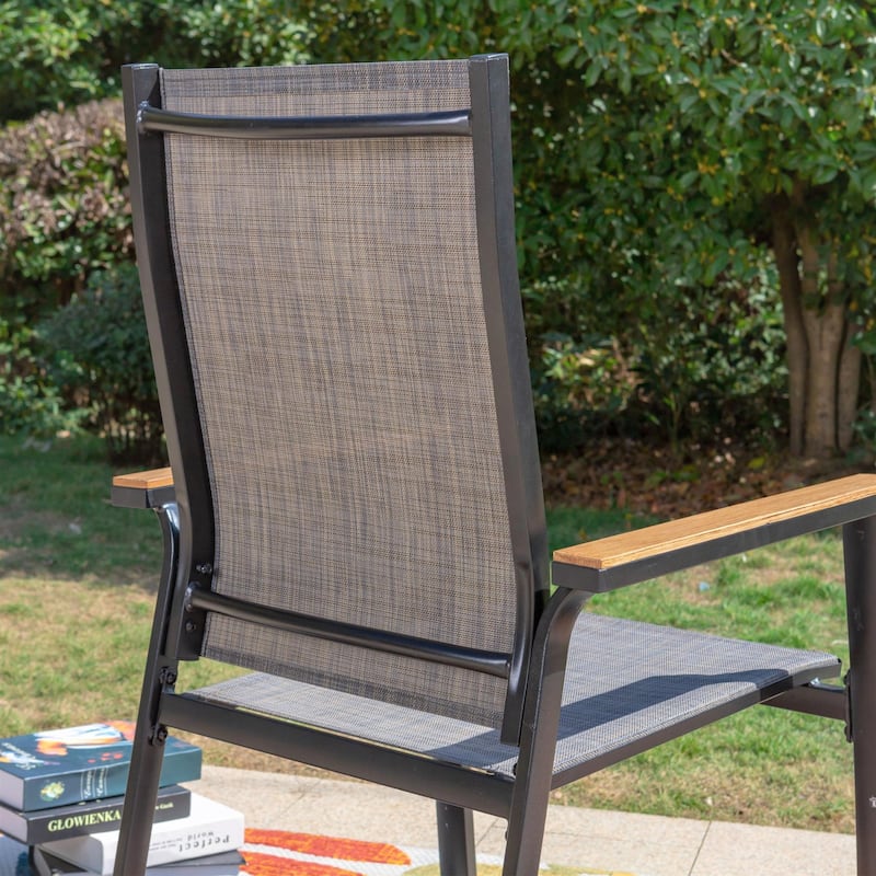MAISON ARTS 3-Piece Bistro Set, 2 x Aluminium Stackable Dining Chairs and 1 x Side Table with Umbrella Hole