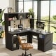 preview thumbnail 14 of 47, L Shaped Desk with File Cabinet and Hutch, Home Office Corner Computer Desk with Drawers and Charge Station