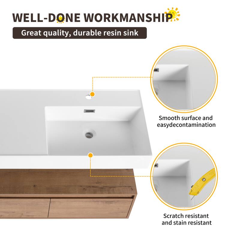 Beingnext 30"/60" Wall Mounted Bathroom Vanity with Sink, Floating Bathroom Vanity with Soft Close Drawer