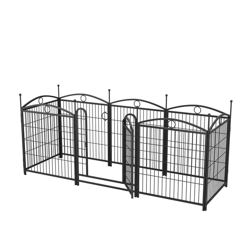 Dog Playpen 32 inch 8 Panels Metal Dog Pen Pet Dog Fence with Doors, Heavy Duty Dog Fence Puppy Pen Foldable Pet Exercise Pen