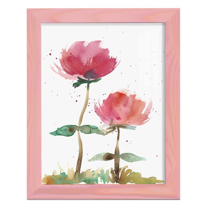 Pink Fleurs I -Framed Print w/glass-Cherry Red
