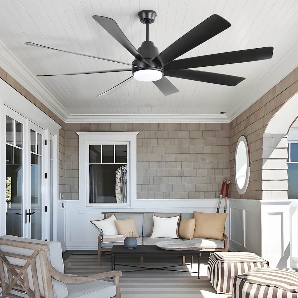 72" Ceiling Fans with Lights and Remote Control 6 Wind Speed - Black