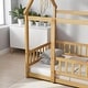 preview thumbnail 36 of 36, Twin / Full Size Wooden House Bed with Fence and Roof bed Frame, Montessori Style Floor Bed for Kids
