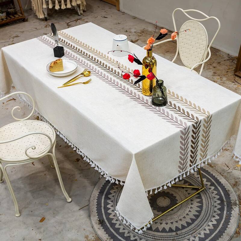 Rustic Cotton Linen Waterproof Washable Table Cloth,Tablecloths for 6