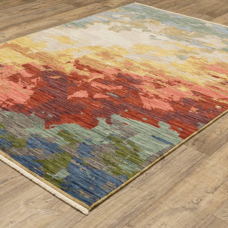 Style Haven Shiloh Abstract Horizons Beige/Multi Wool Blend Area Rug