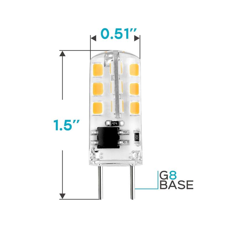 Luxrite G8 LED Bulb 20W Equivalent, 120V, 2700K Warm White, 140 Lumens, 2W, Silicone Shatterproof (6-Pack) - 2700K (Warm White)