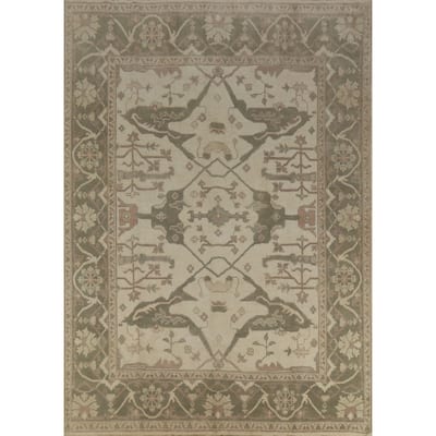 Earth Tone Oushak Indian Area Rug Handmade Oriental Floral Wool Carpet - 8'0" x 10'0"