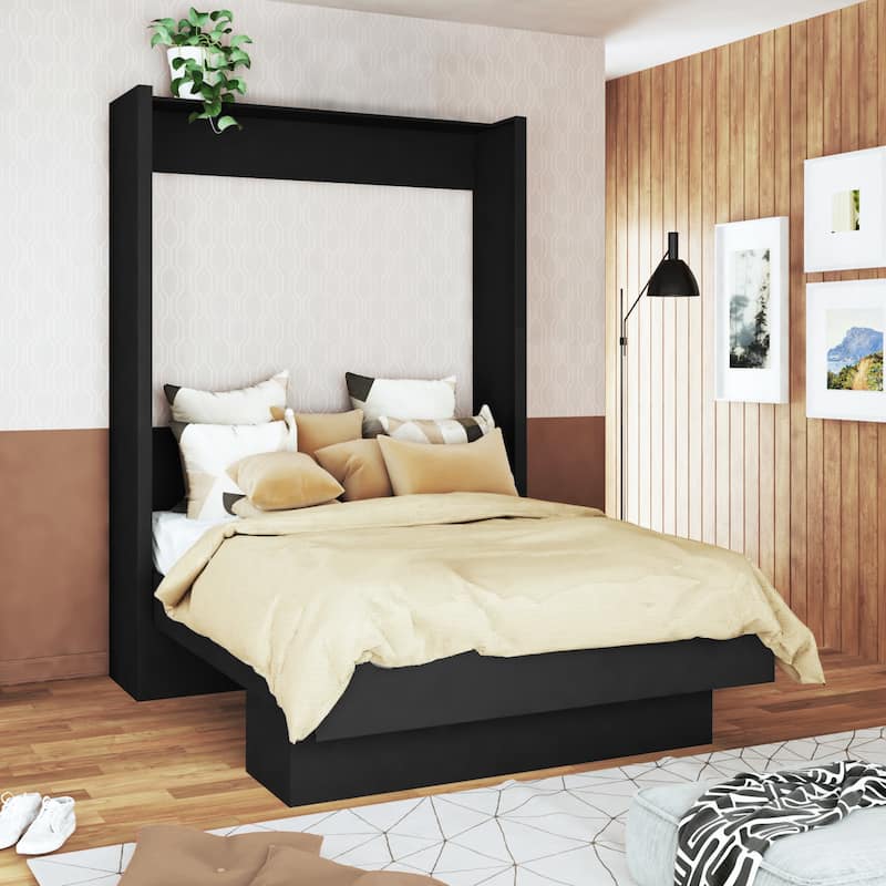 Oakland Living Easy Lift Brazilian Queen Contemporary Murphy Bed with Shelf - Black
