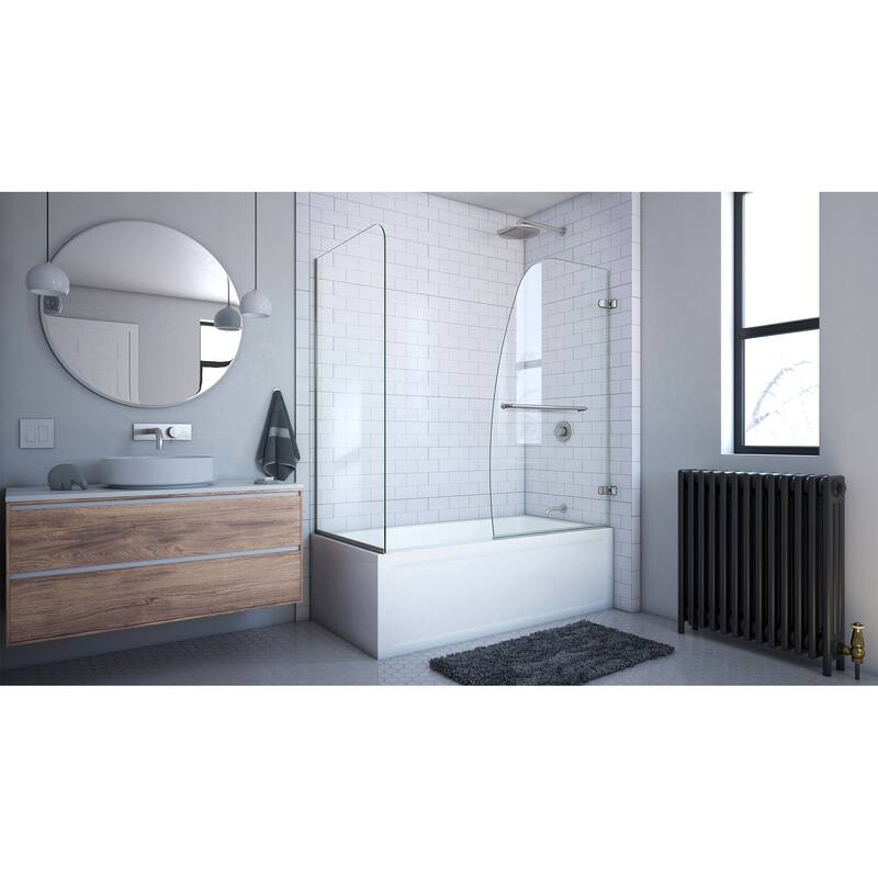 DreamLine Aqua Uno 56-60 in. W x 30 in. D x 58 in. H Frameless Hinged Tub Door with Return Panel