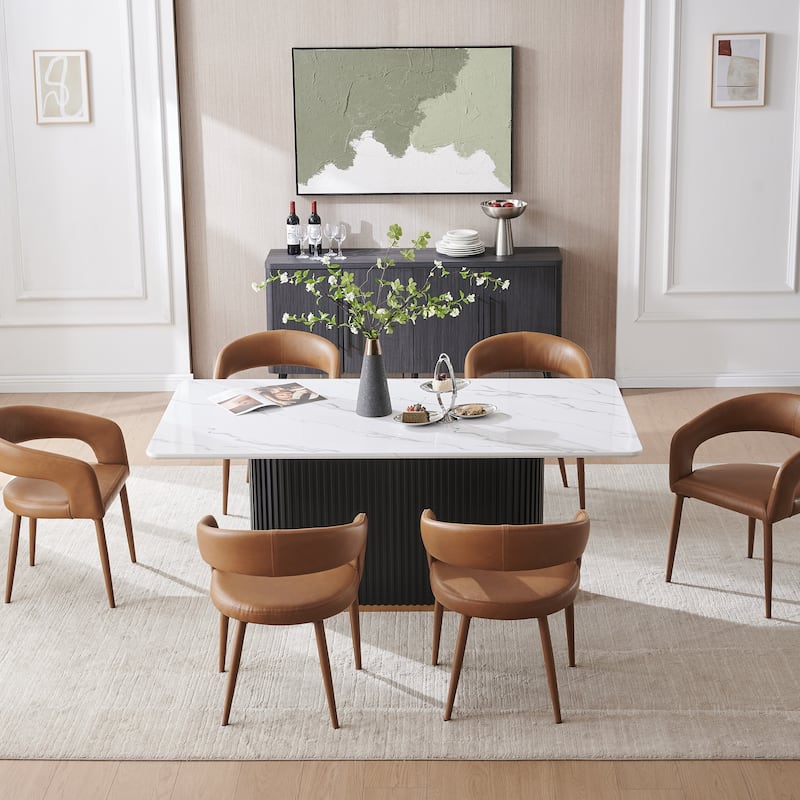 Modern Fort PU Leather Upholstered Dining Chair (Set of 6)