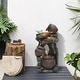preview thumbnail 4 of 11, Rustic Pots on Tree Resin Outdoor Fountain with LED Lights