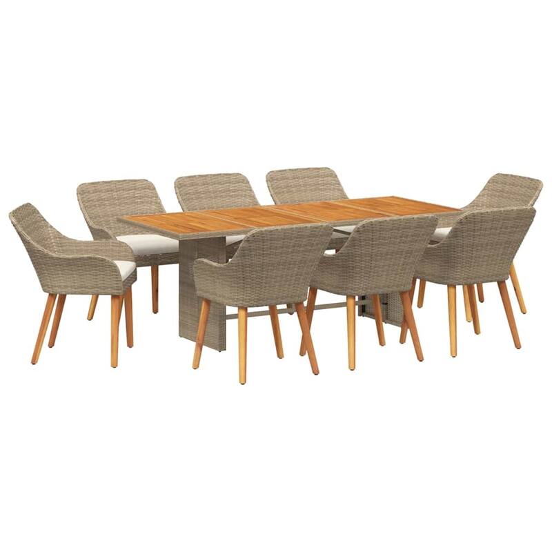 vidaXL Garden Dining 7/9 pcs poly rattan - 74.8 x 31.5 x 29.1