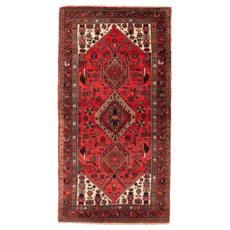 ECARPETGALLERY Hand-knotted Andelz Red Wool Rug - 4'0 x 7'7 - Red - 4'0 x 7'7