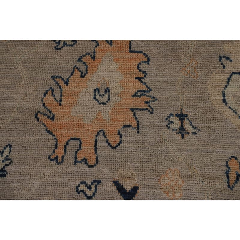 All-Over Floral Oushak Vegetable Dye Area Rug Hand-Knotted Wool Carpet - 8'1"x 10'5"